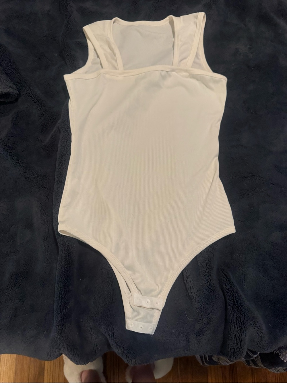 Cream Ribbed Snap-Front Bodysuit